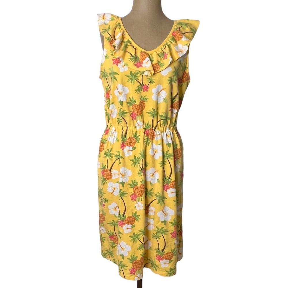 Gymboree Sleeveless Dress Sundress Womens 6 Yellow Floral Ruffle V Neck Tropical